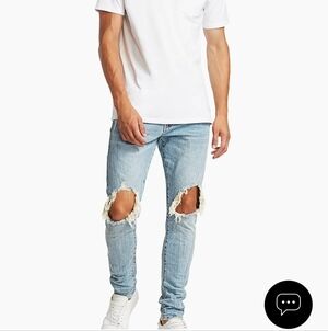 PURPLE BRAND P002 RIPPED KNEE BLOWOUT SLIM JEANS SZ 33